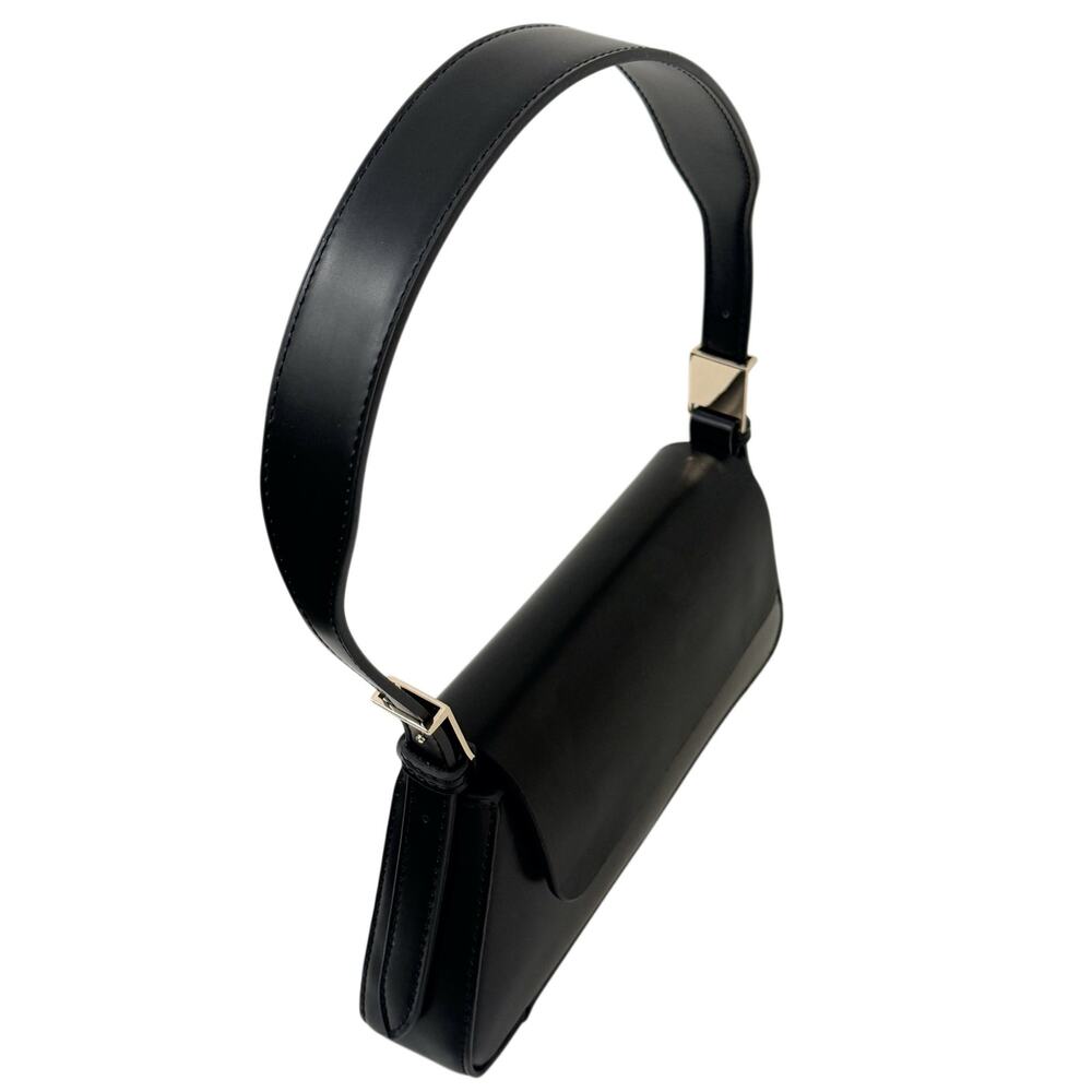 Zara Black Minimalist Baguette Shoulder Bag Silver Hardware Y2K Style